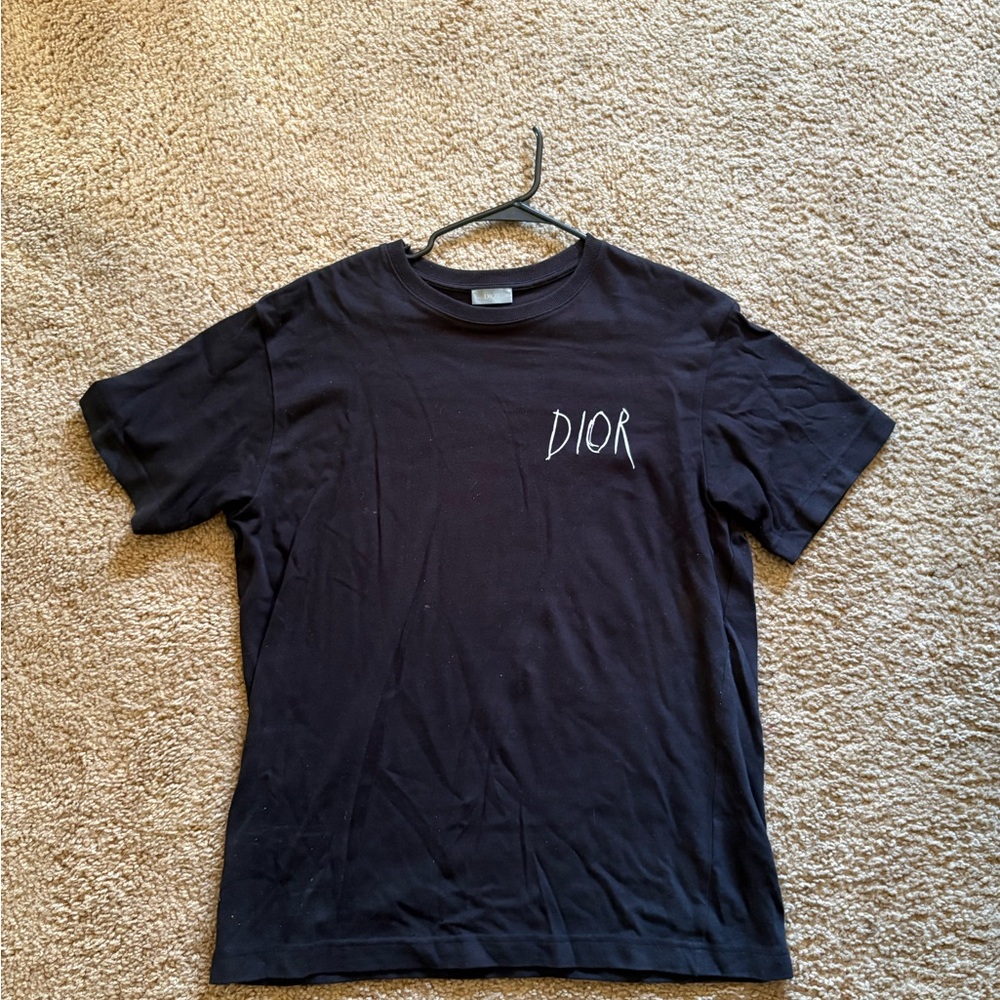 Dior Men's Black Tee with Logo